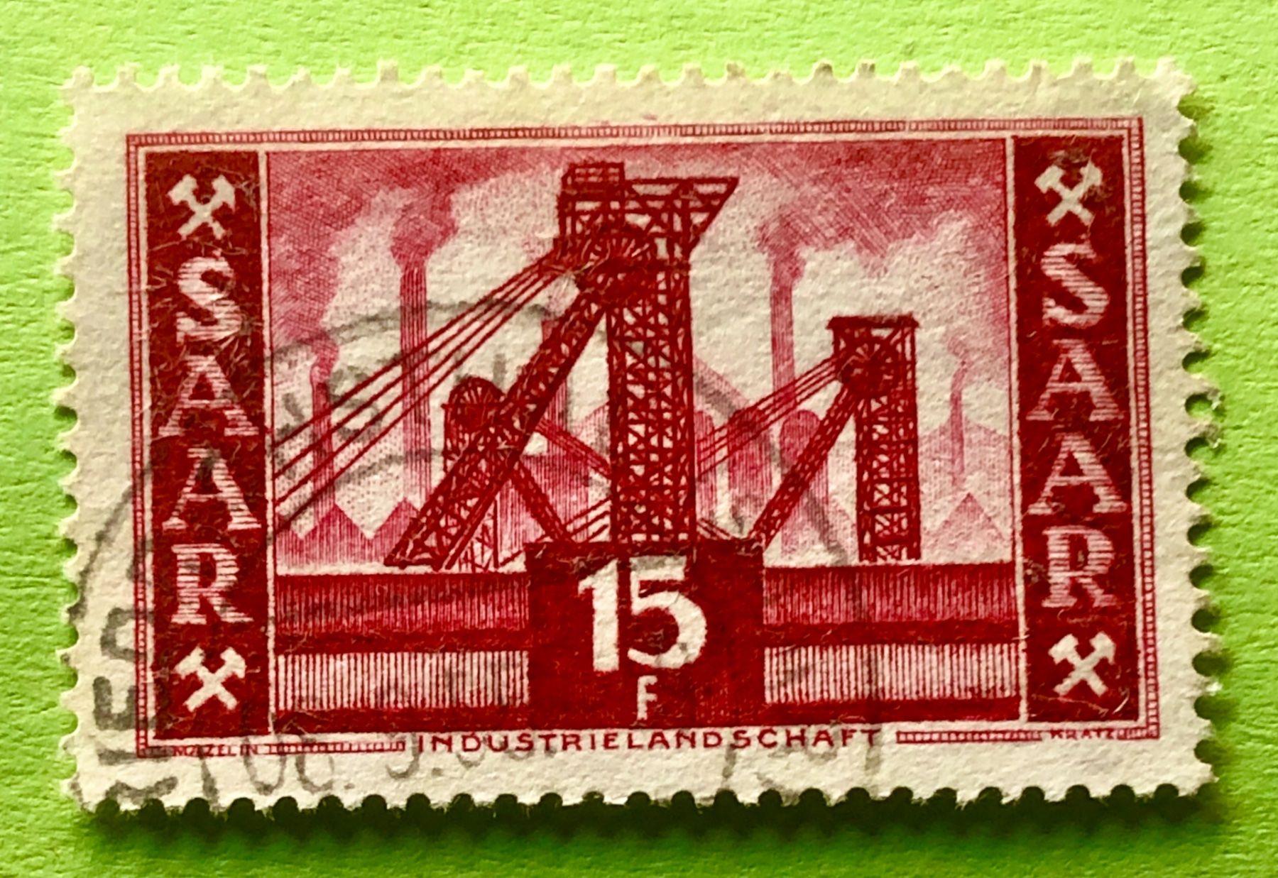 Tutti i francobolli: BRIEFMARKEN AUS Saarland  Industrielandschaft  GESTEMPELT – Usato da Aarau venduto da Angi-007