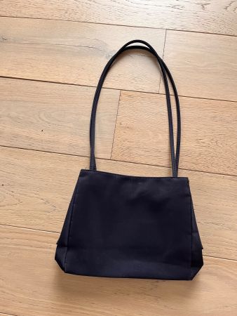 Petit sac à main bleu nuit, deux compartiments, bon état