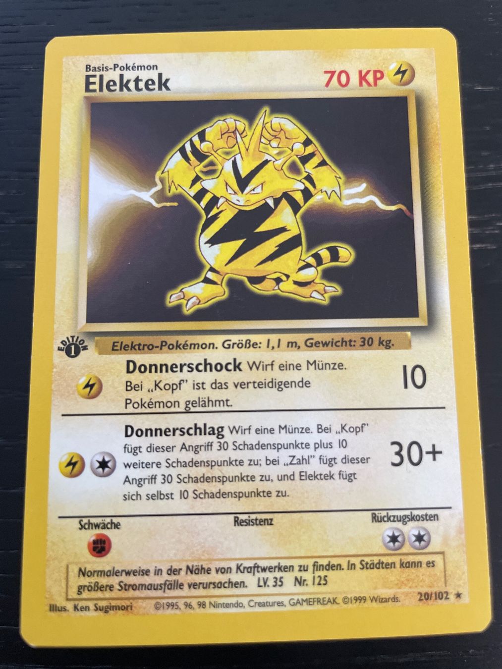 Pokémon Sammelbilder & Trading cards: Pokemon Elektek 20/102 1. edition Base – Gebraucht aus Hugelshofen von Suimosa