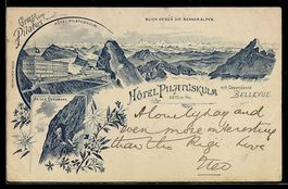 Litho Pilatus, Hotel Pilatuskulm mit Dep