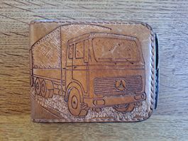 Leder Portemonnaie Mercedes LKW, gebraucht braun
