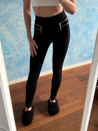 Schwarze Jeansleggins Damen 36