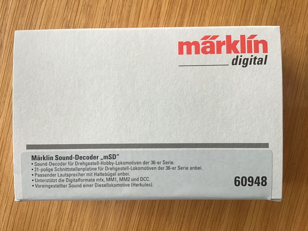 H0 1:87 Escala Märklin 60987 Sound Decoder MSD3 De Sonido De Locomotor