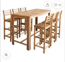 Hoher Esstisch 7-teilig,