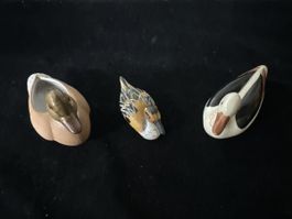 3 Keramik Enten Figuren, Vintage Deko Ente Figur Set