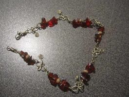 Armband rot/silberfarbig