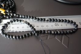 Turmalin Schwarz mit Quarz   6mm Strang TOPSTONE