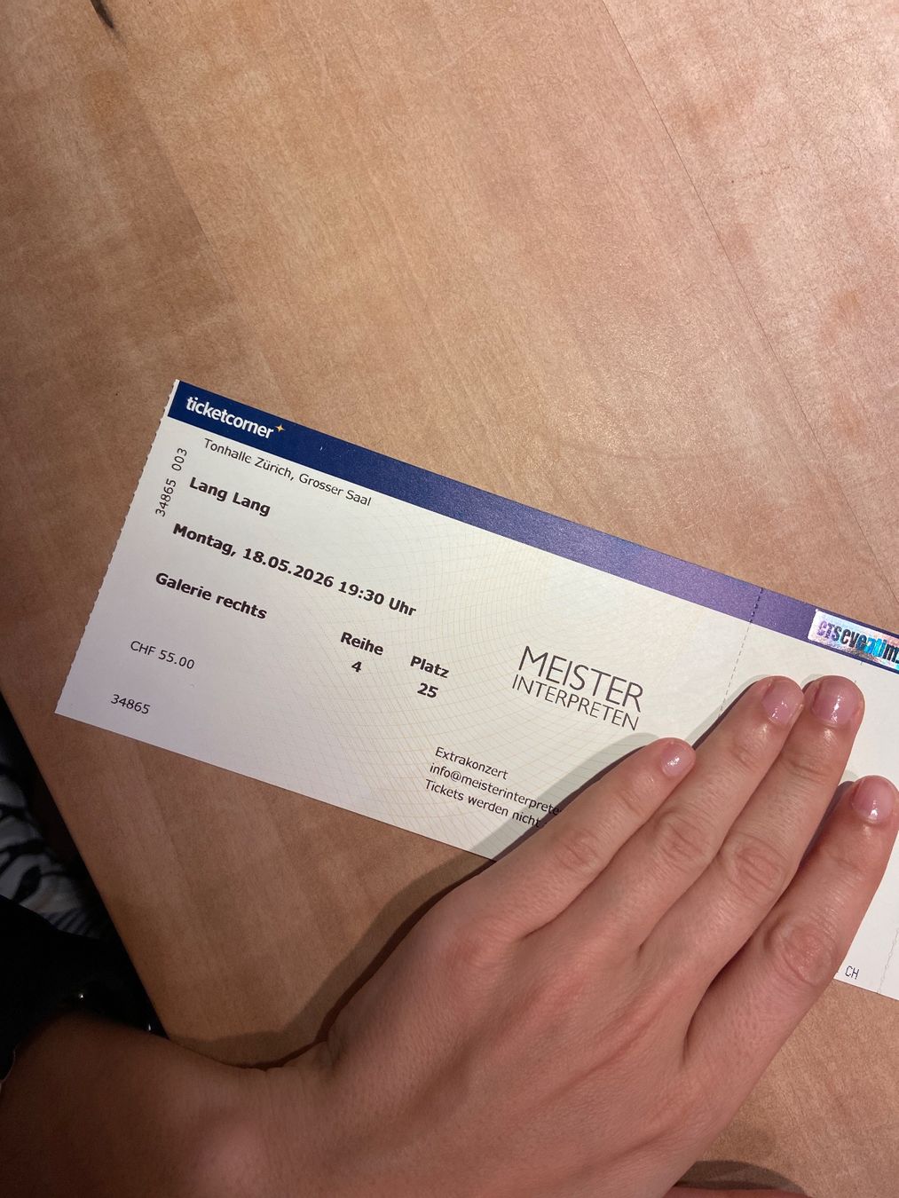 Biglietti: 2 Ticket Lang Lang – Nuovo e nell'imballaggio originale da Spiegel b. Bern venduto da len_xd9z