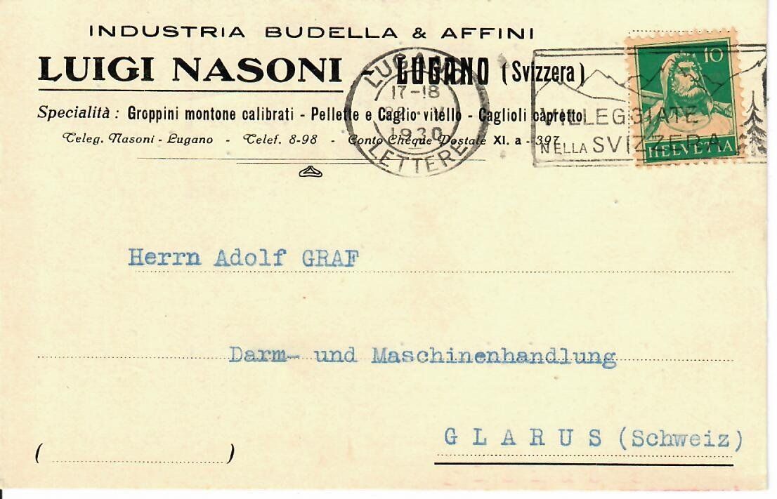 Alle Briefmarken: PK, Luigi Nasoni Lugano  1930 – Gebraucht aus Hochdorf von Ziegel-16