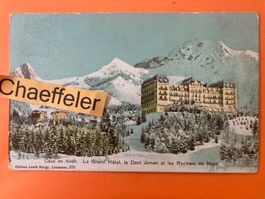 1910 Caux en hiver.  Le Grand Hôtel la Dent Jaman et les