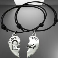 💖2-er Set Armbänder Herz mit Schlüssel I LOVE YOU, Silber💫
