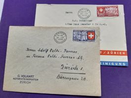 2 ältere Briefumschläge 1939 von Zürich nach Aarau