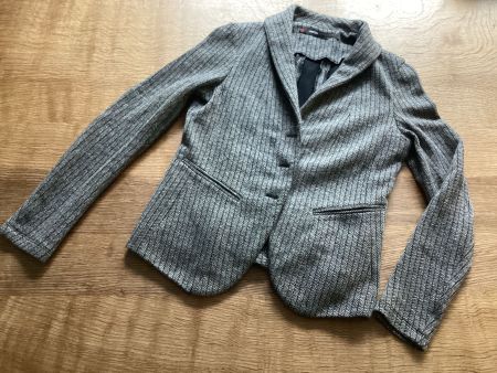 *PENN & INK N.Y* BLAZER/JACKE GR.34 schwarz/grau Fischgrat
