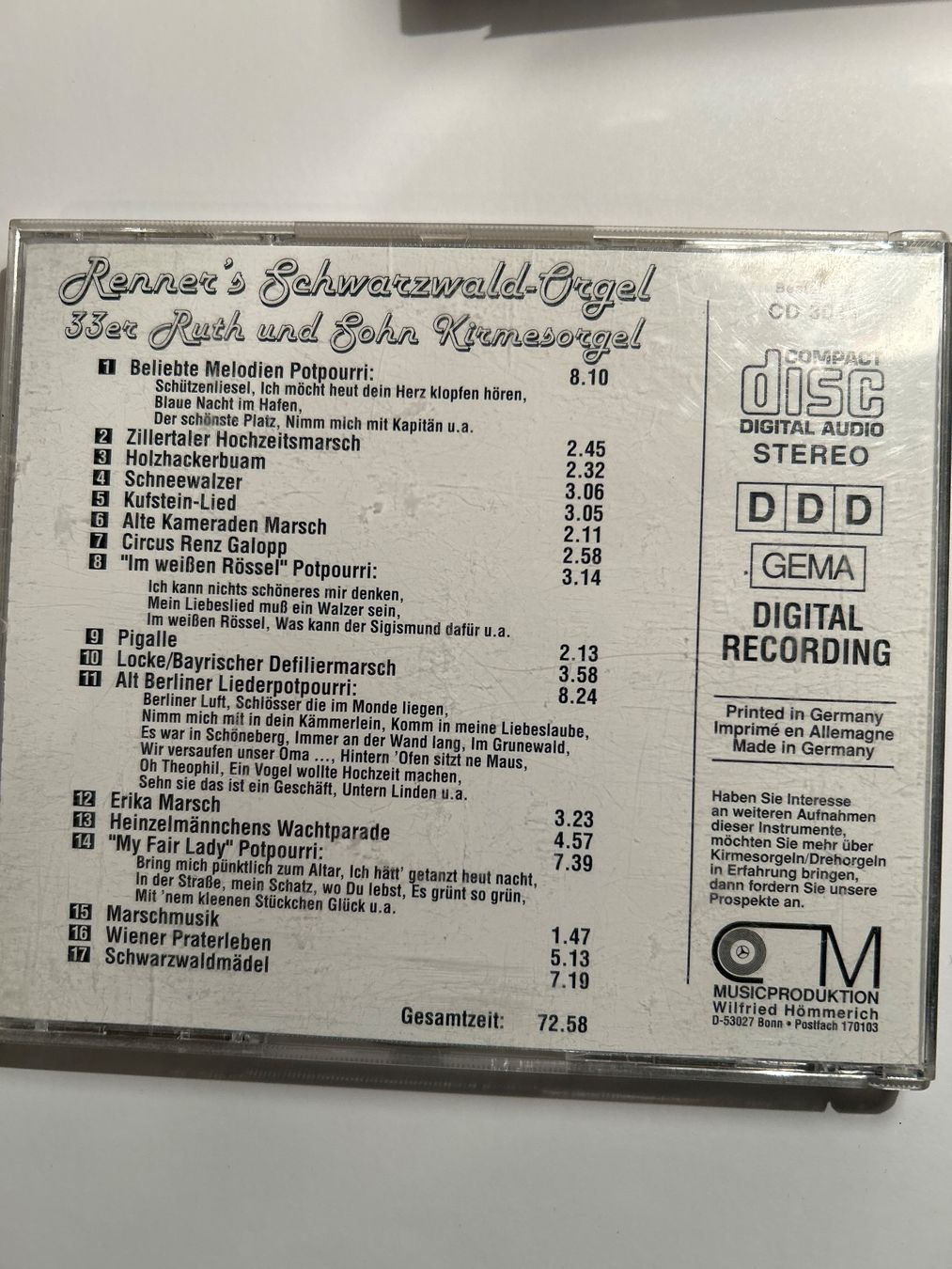 CD: Renners Schwarzwald Orgel – Usato da Arth venduto da Vrecam51 1