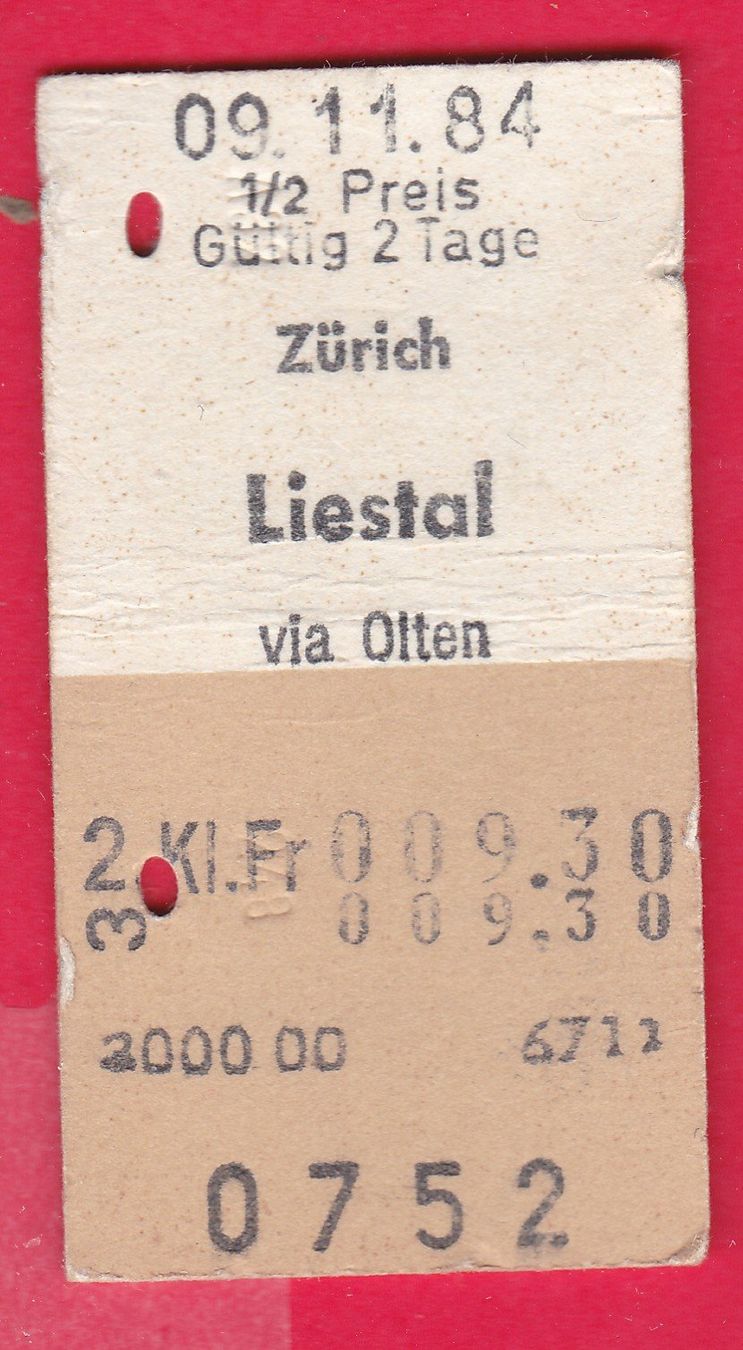 Biglietti: KARTON BILLETT, ZÜRICH - LIEDTAL, 2.KLASSE, EINFACH, HALBTAX – Usato da Oberrieden venduto da Gebirgsstelze