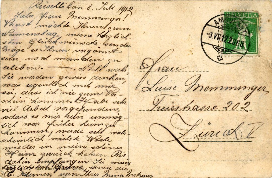 Cartoline postali: Rüschlikon   ZH        um 1912 – Usato da Brig venduto da Valcards54 1
