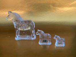 Glas Pferde 3er Set Lindshammar Schweden Kristall Deko 🐎 🐎
