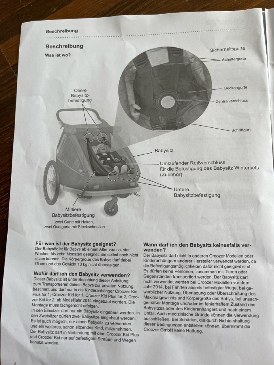 Croozer Remorques: Croozer Babysitz/Hängematte – D'occasion à Basel par sim_n6kj 1
