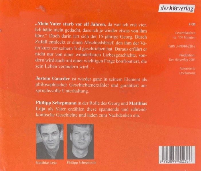 Audiolibri: 2 CDs Jostein Gaarder Das Orangenmädchen • Philipp Schepmann – Usato da Luzern venduto da Lycka 1