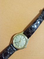 Vintage Lacher Damenarmbanduhr Quarz Vergoldet mit Datum