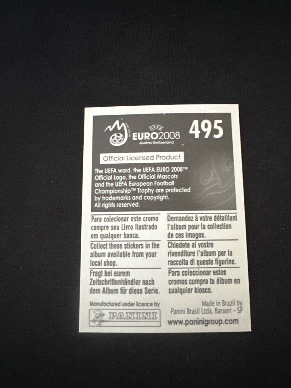 Panini Carte collezionabili: Panini UEFA EM 2008 Sticker - Nr. 495 – Usato da Sulz AG venduto da DealWerk 1