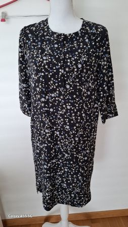 Robe Gérard Darel soie T36 bleue motifs étoiles oiseaux