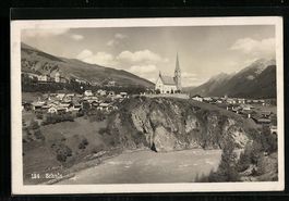 AK Schuls, Totalansicht mit Kirche, 1929