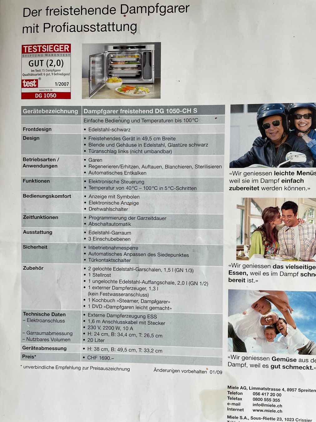 Miele Elettrodomestici da cucina: Dampfgarer von Miele DG1050 – Usato da Hettiswil venduto da wer_9kcr 4