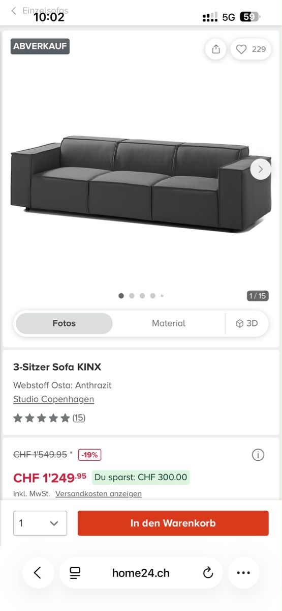 Divani: Studio Copenhagen Sofa KINX mit Hocker – Usato da luzern venduto da johanna_west 3