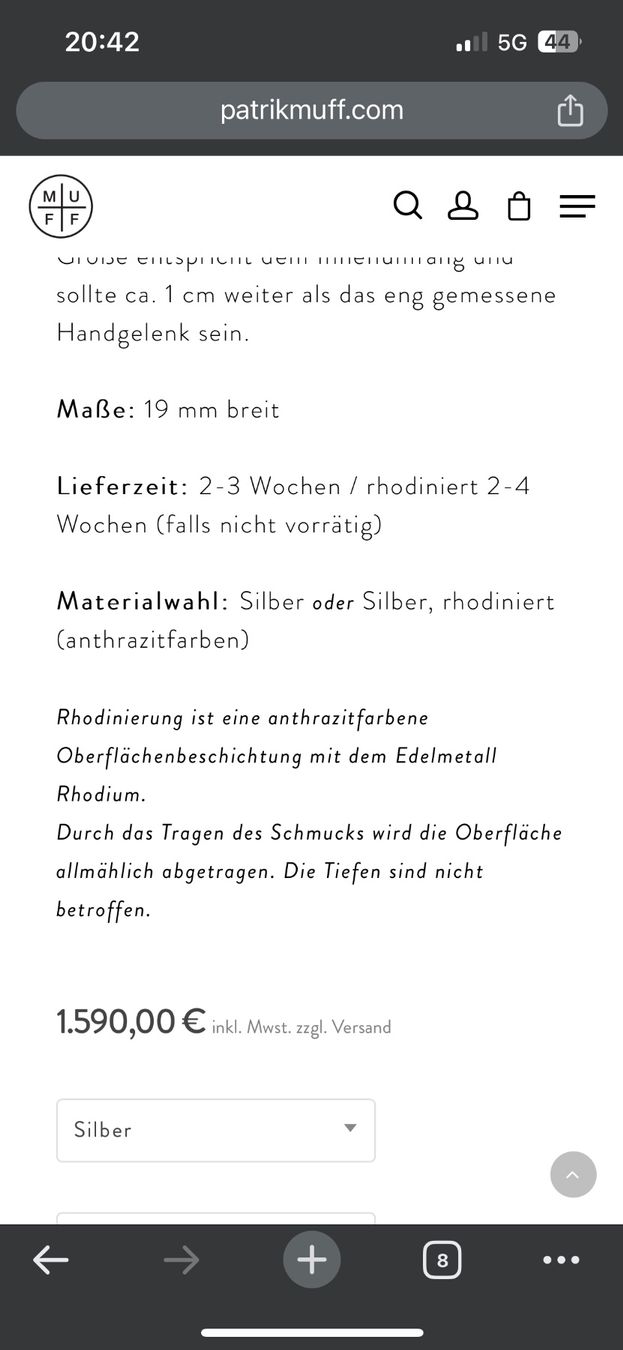Armbänder & -reifen: Patrik Muff - Silber Panzerkette Armband – Gebraucht aus Zürich von Armoo 3