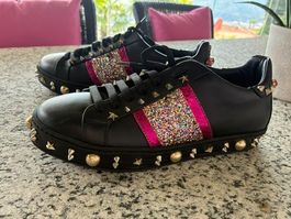 Philipp Plein Sneakers Schwarz Nieten Glitzer Grösse 40