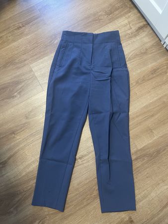 Zara High-Waist Stoffhose Blau Gr S