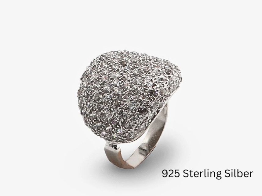 Anelli: 925 Silber Ring mit Zirkonia Steinen, Grösse 60. – Nuovo e nell'imballaggio originale da Zürich venduto da schmuckeis