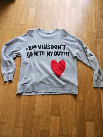 Statement Sweatshirt GRACE Gr. S hellgrau/rot/weiss hoher NP