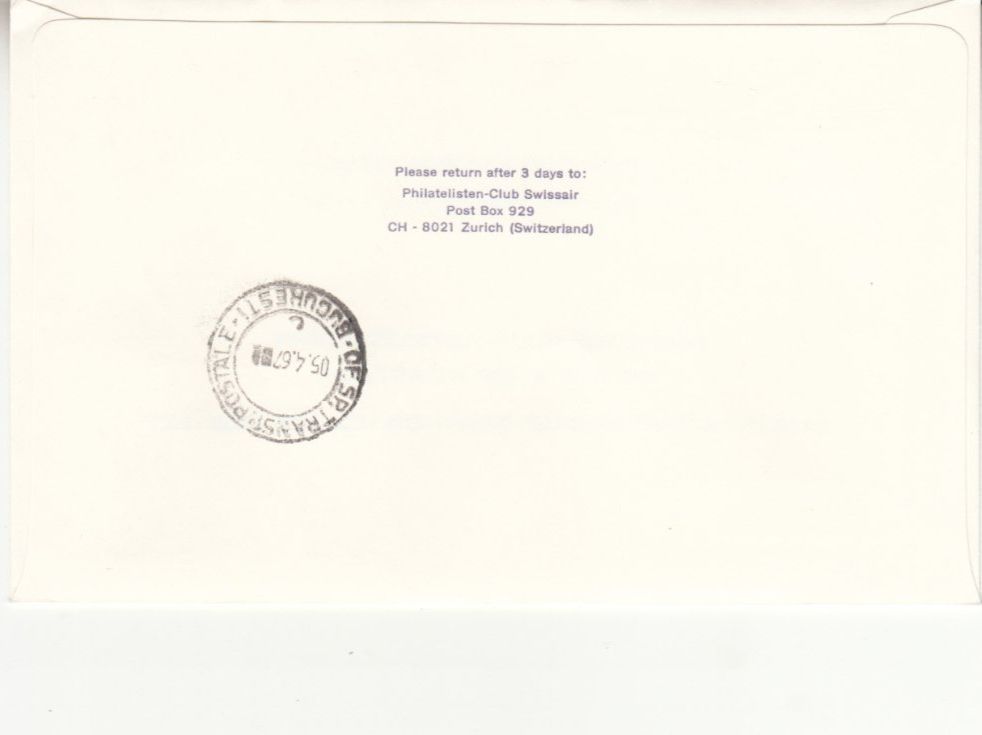 Tutti i francobolli: SLH RF 67.8a Zürich-Bukarest – Usato da Bürglen TG venduto da StampGraf 1