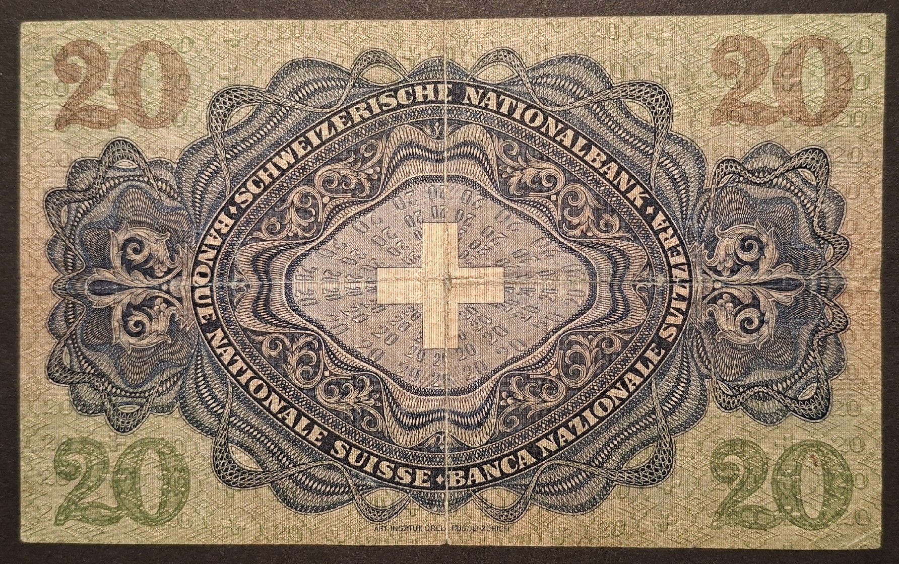 Banconote: 20 Franken Banknote Schweiz 1949 – Usato da Rümlang venduto da Xmas 1