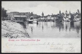 1902: AK Gruss vom Vierwaldstättersee See mit Schiff-Stempel