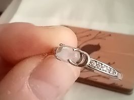 Silberring mit mond Stein und Zirkonia