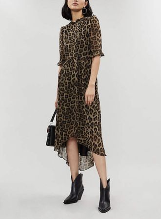 BA&SH Fifi leopard-print crepe midi dress size S