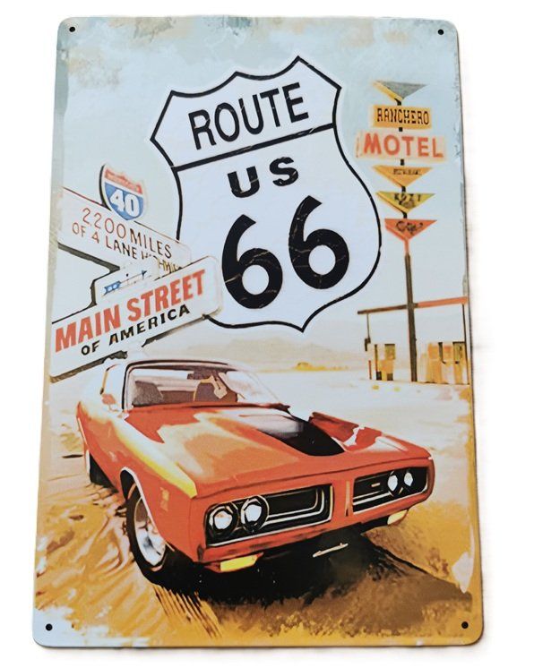 Schilder: Route 66 - Blechschild  (neu, OVP) – Neu und originalverpackt aus Wilen b. Wollerau von morethanmusic