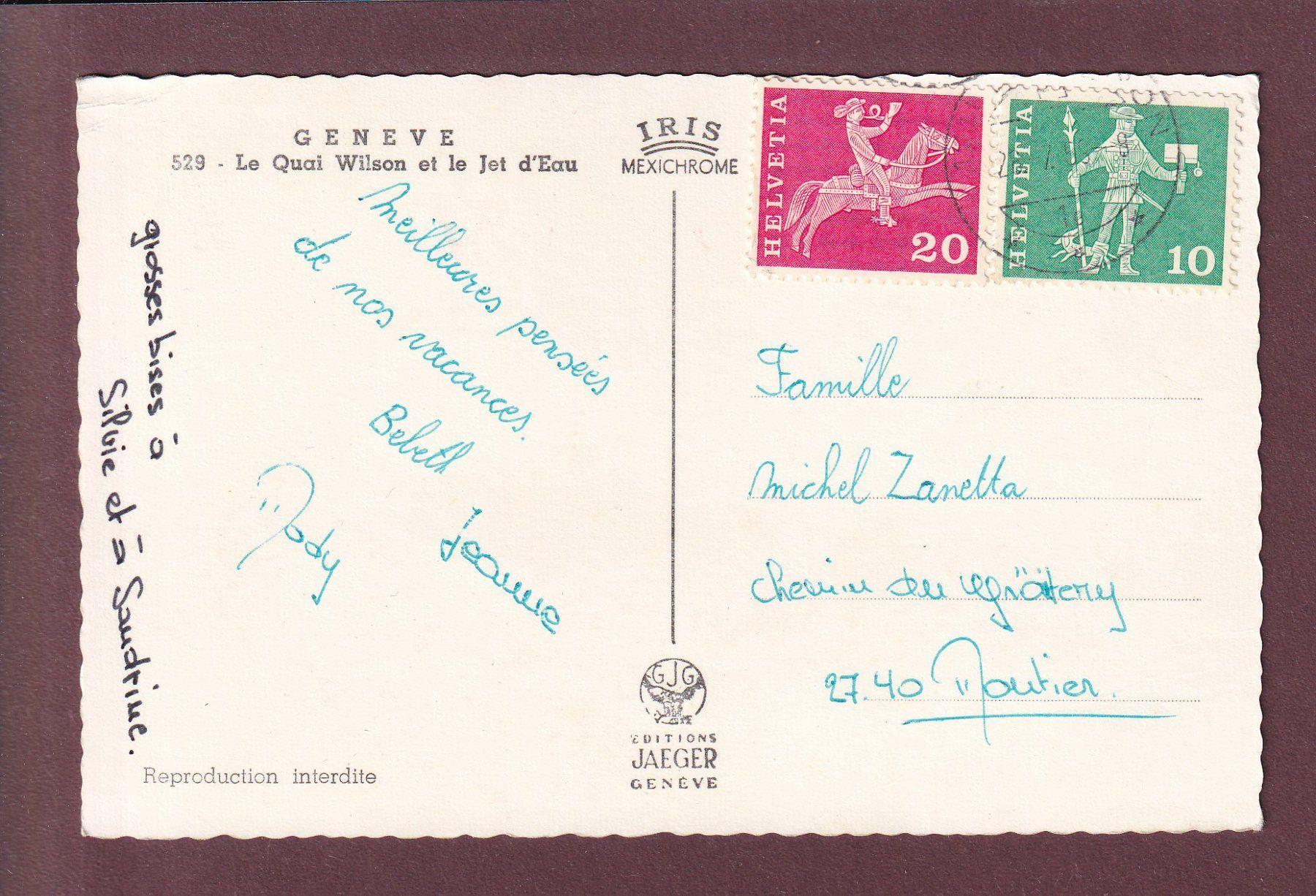 Cartoline postali: GENEVE - Quai Wilson - 1958 – Usato da Pully venduto da nicecards 1