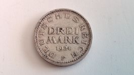 Münze Deutsches Reich 3 Mark 1924  F, (2WA4)