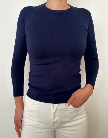 Dunkelblauer Damen Pullover mit Reisverschluss, Gr. S