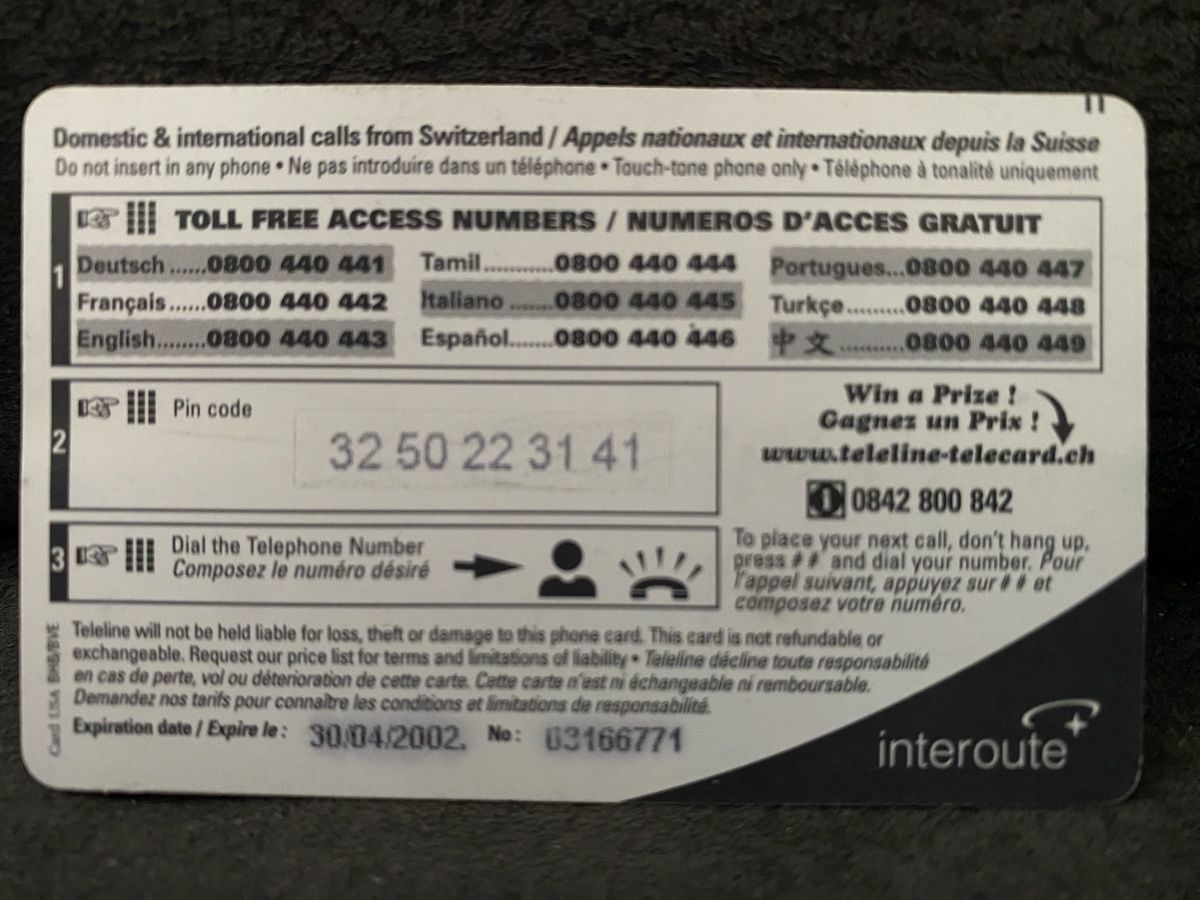 Cartes de téléphone: Teleline – D'occasion à Lausanne par babacard10 1