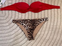 Bikini Gr 40 42 stylisch vielseitIG kombinierbar Leo rot 1
