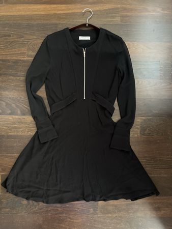 Sandro Paris dress black size 1 long sleeves belted