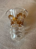 Vintage Kristallvase handgeschliffen – Amber / Gold-Dekor