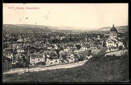 AK Zürich, Panorama mit Kreuzkirche