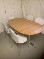 ausziehbarer Tisch Buche massiv mit Chromstahlfuss 155x95 cm