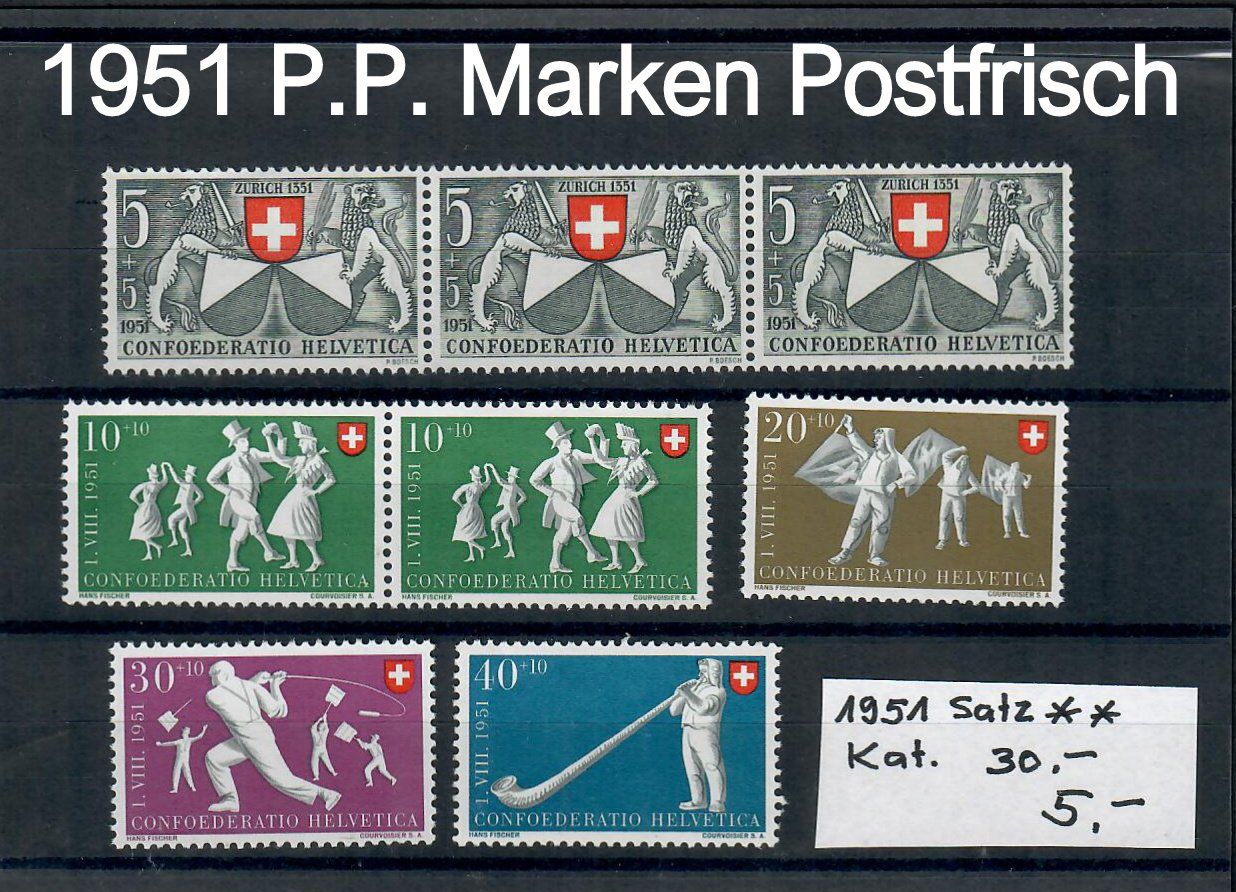 Tous les timbres: 1951 P.P. Markensatz  Postfrisch – D'occasion à Bützberg par Die.6.a